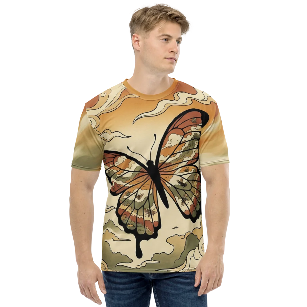 Schmetterling Ukiyo-e T-Shirt — Japanisch Wolken Sepia — Ansicht 8