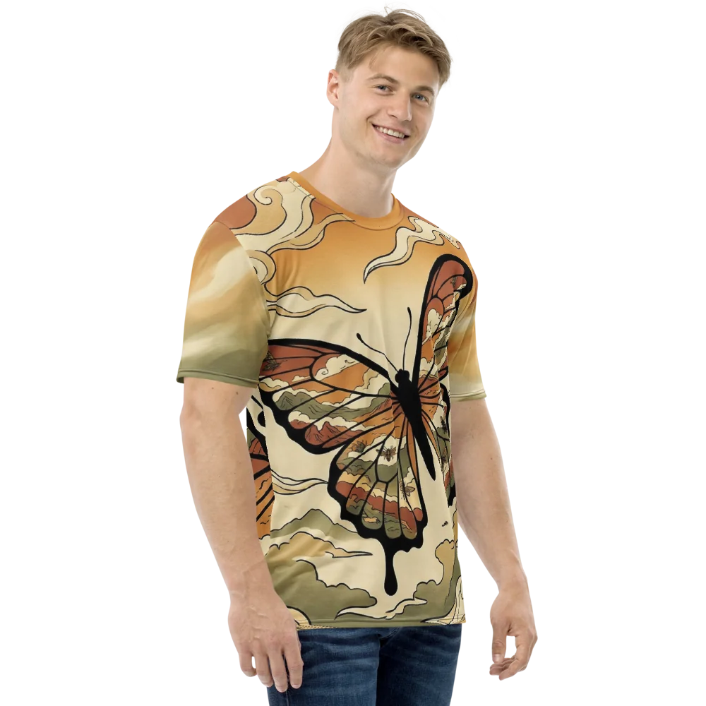 Schmetterling Ukiyo-e T-Shirt — Japanisch Wolken Sepia