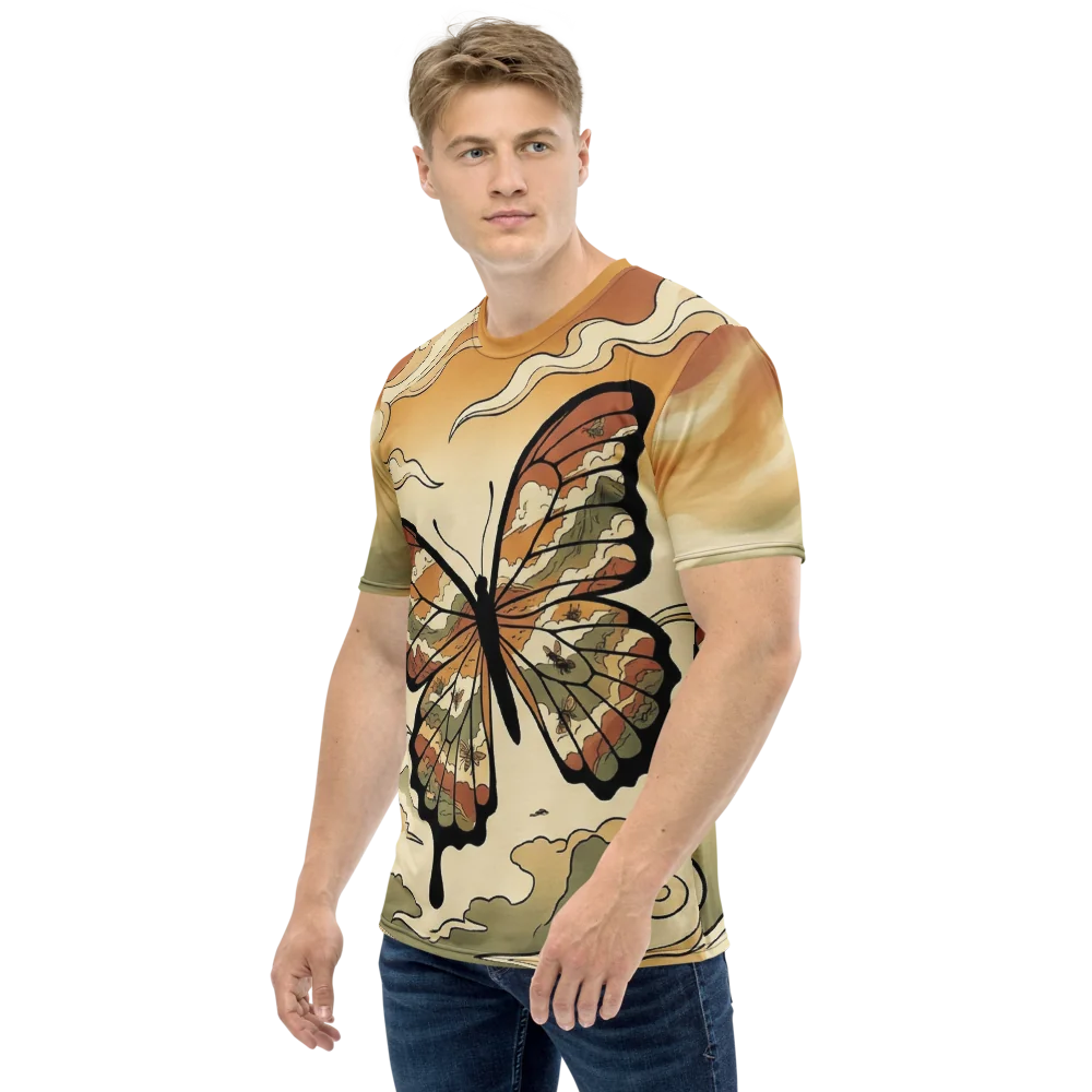 Schmetterling Ukiyo-e T-Shirt — Japanisch Wolken Sepia