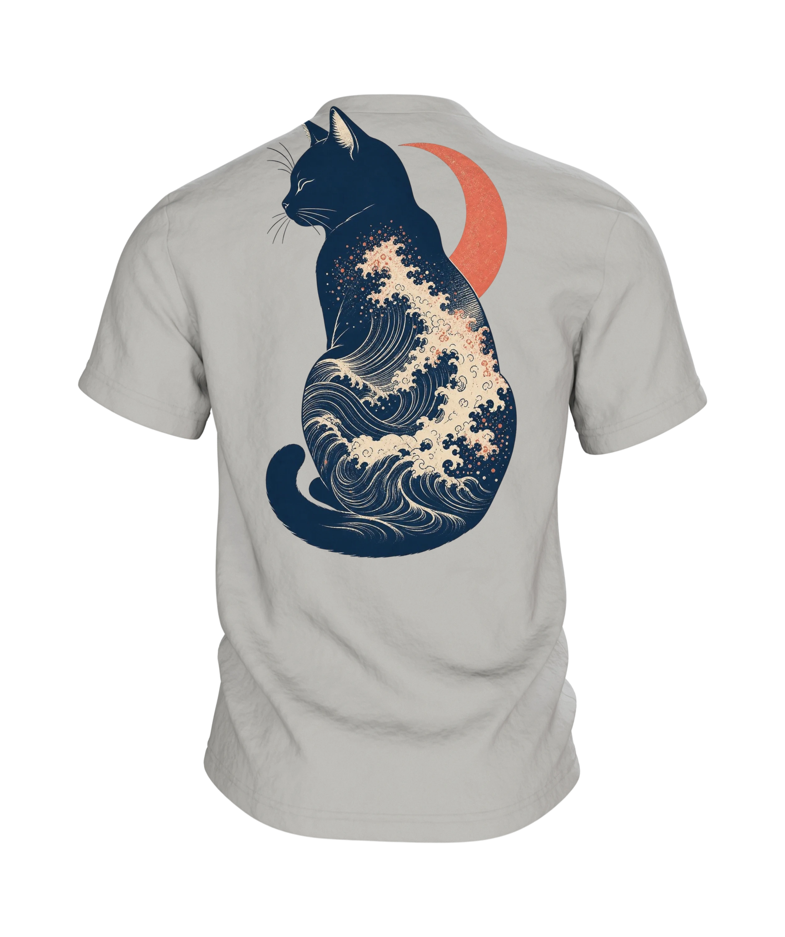 Japanische Katze mit Großer Welle – Ukiyo-e T-Shirt