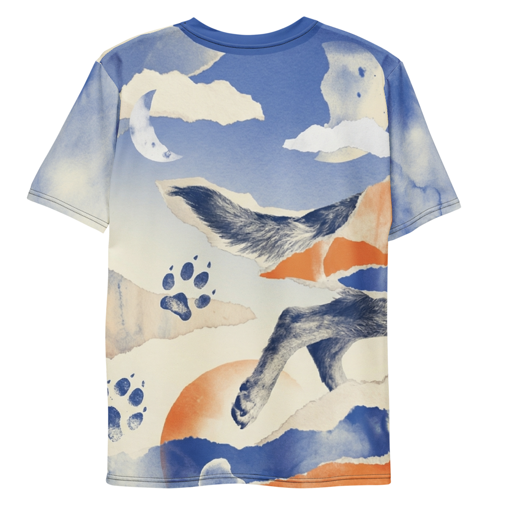 Hund Aquarell Collage Pfotenabdruck — Marine Orange Mosaik T-Shirt