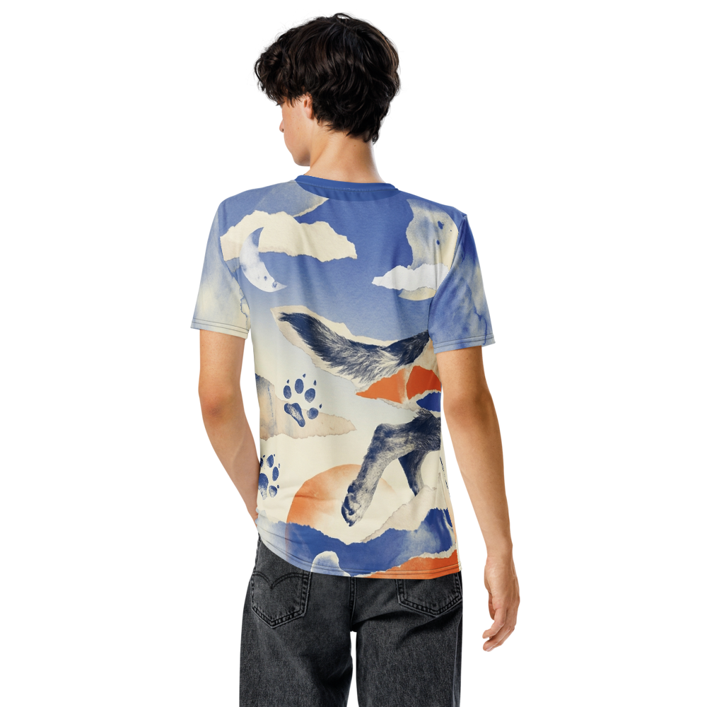 Hund Aquarell Collage Pfotenabdruck — Marine Orange Mosaik T-Shirt