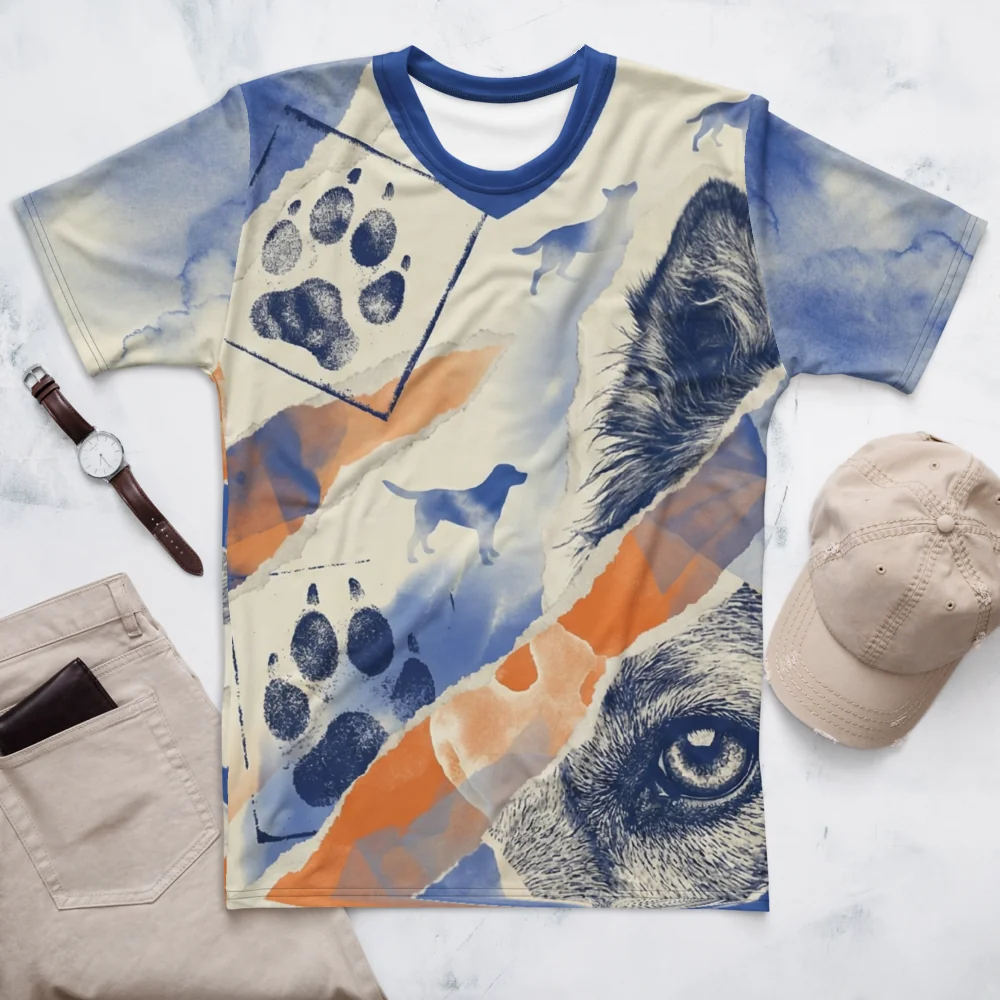 Hund Aquarell Collage T-Shirt — Marine Orange Mosaik — Ansicht 3