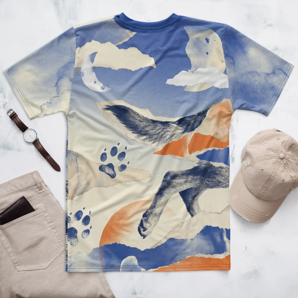 Hund Aquarell Collage T-Shirt — Marine Orange Mosaik — Rückseite