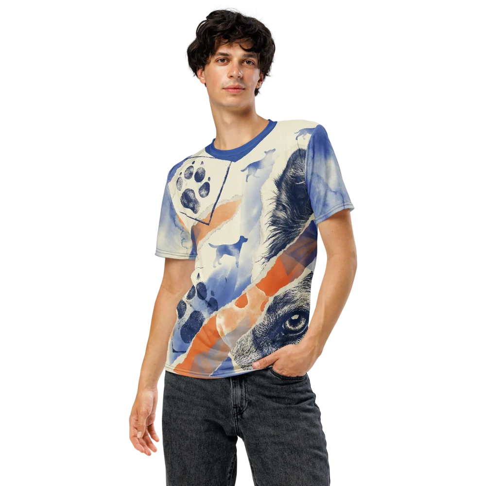 Hund Aquarell Collage T-Shirt — Marine Orange Mosaik — Ansicht 5