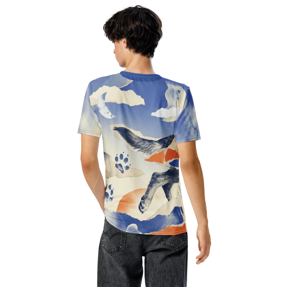 Hund Aquarell Collage T-Shirt — Marine Orange Mosaik — Ansicht 6