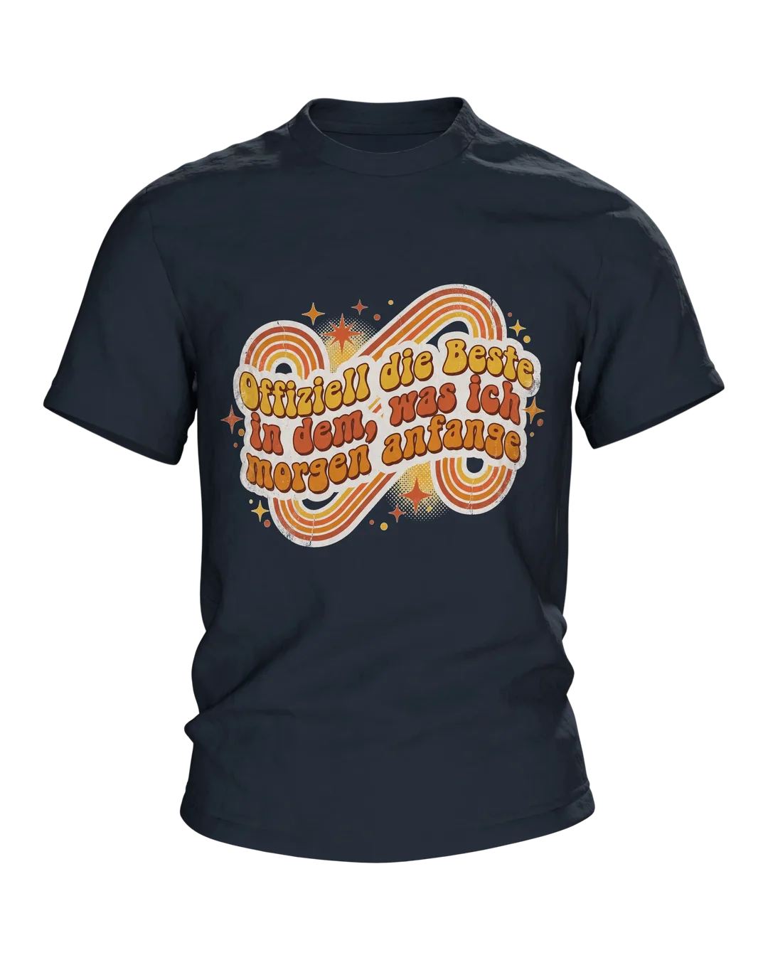 Prokrastination T-Shirt "Offiziell die Beste in dem, was ich morgen anfange", Retro 70s Spruch