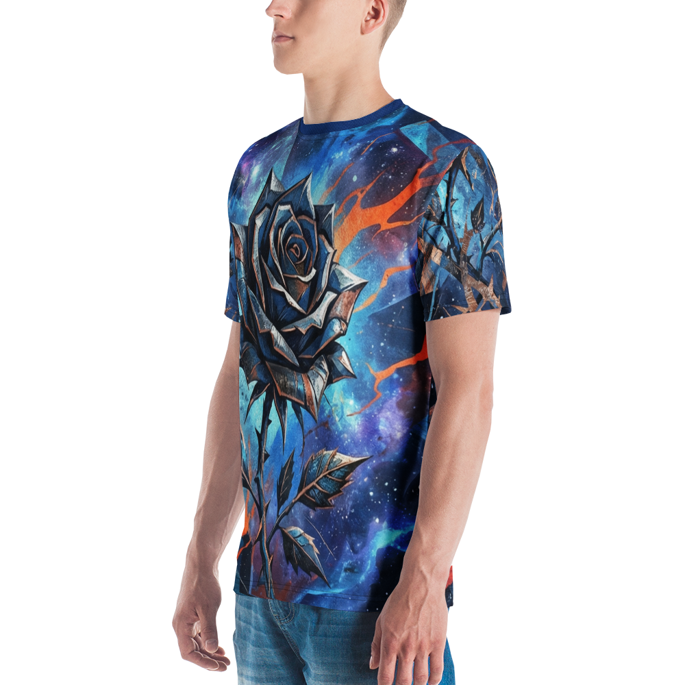 Galaktische Blaue Rose T-Shirt – Space Design