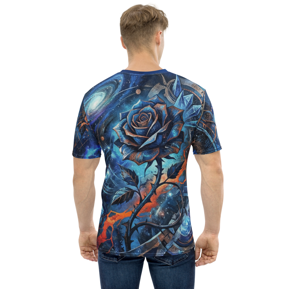 Galaktische Blaue Rose T-Shirt – Space Design