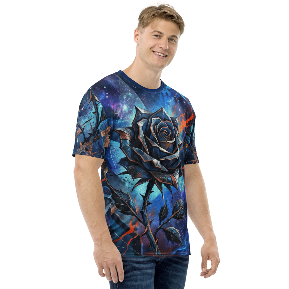 Galaktische Blaue Rose T-Shirt – Space Design