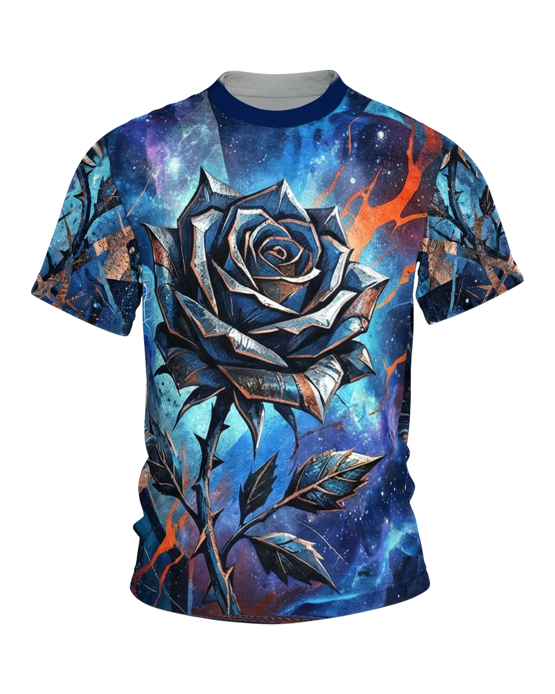 Galaktische Blaue Rose T-Shirt: Space Design