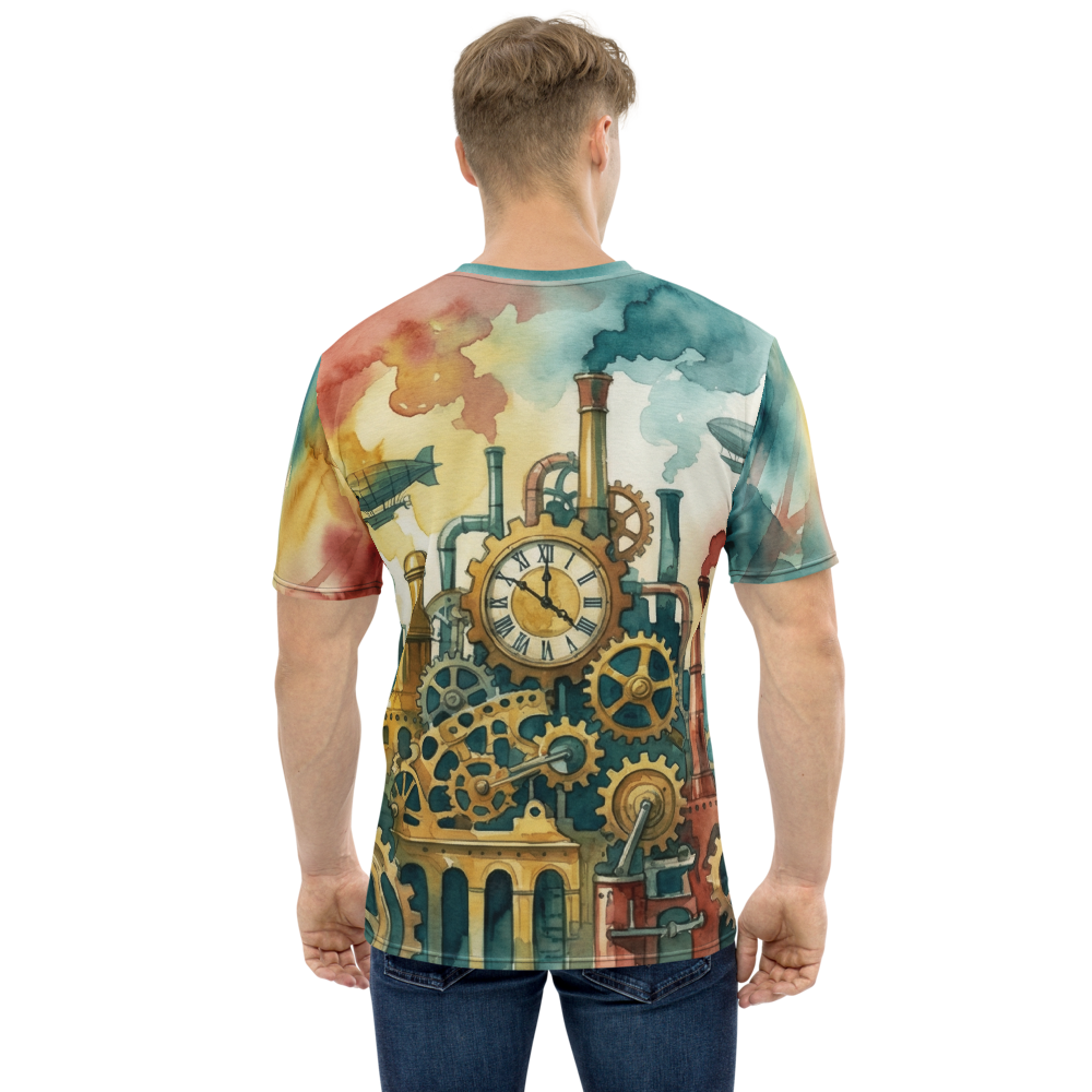 Steampunk Luftschiff T-Shirt – Aquarell Uhrwerk Design