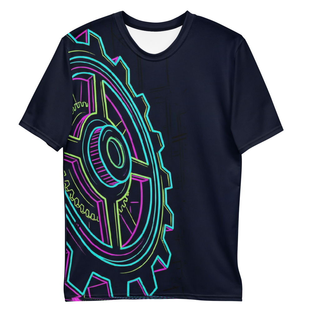 Neon Zahnrad T-Shirt – Cyberpunk Mechanik