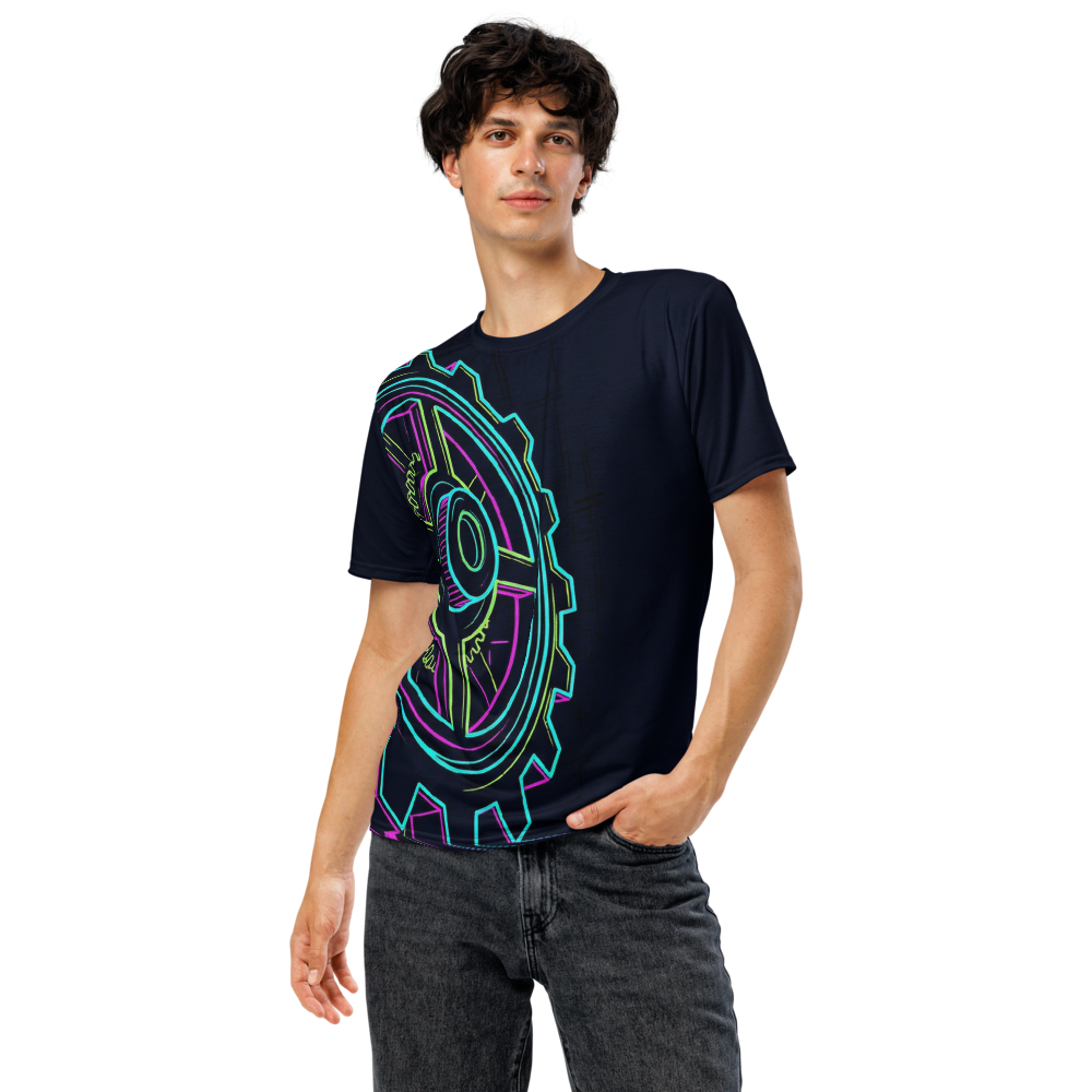 Neon Zahnrad T-Shirt – Cyberpunk Mechanik