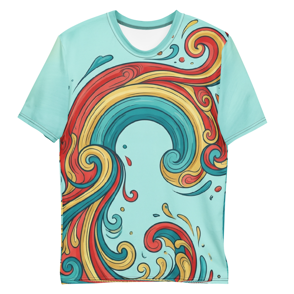 Abstraktes Pop-Art Wellen T-Shirt – Buntes Design