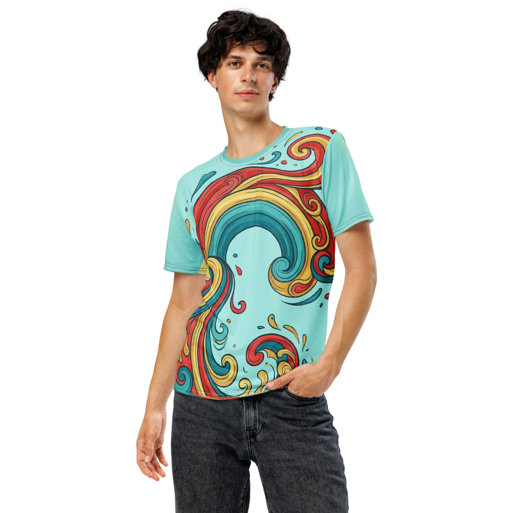 Abstraktes Pop-Art Wellen T-Shirt – Buntes Design