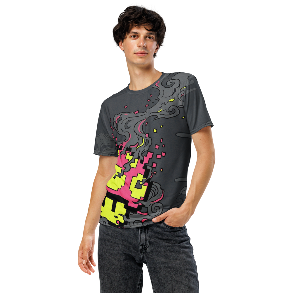 8-Bit Pilz Pink Gelb — Pixel Glitch Retro Streetwear T-Shirt