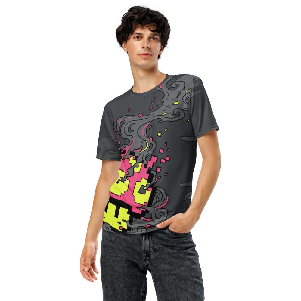 8-Bit Pilz T-Shirt — Pink Gelb Pixel Glitch Retro — Ansicht 5