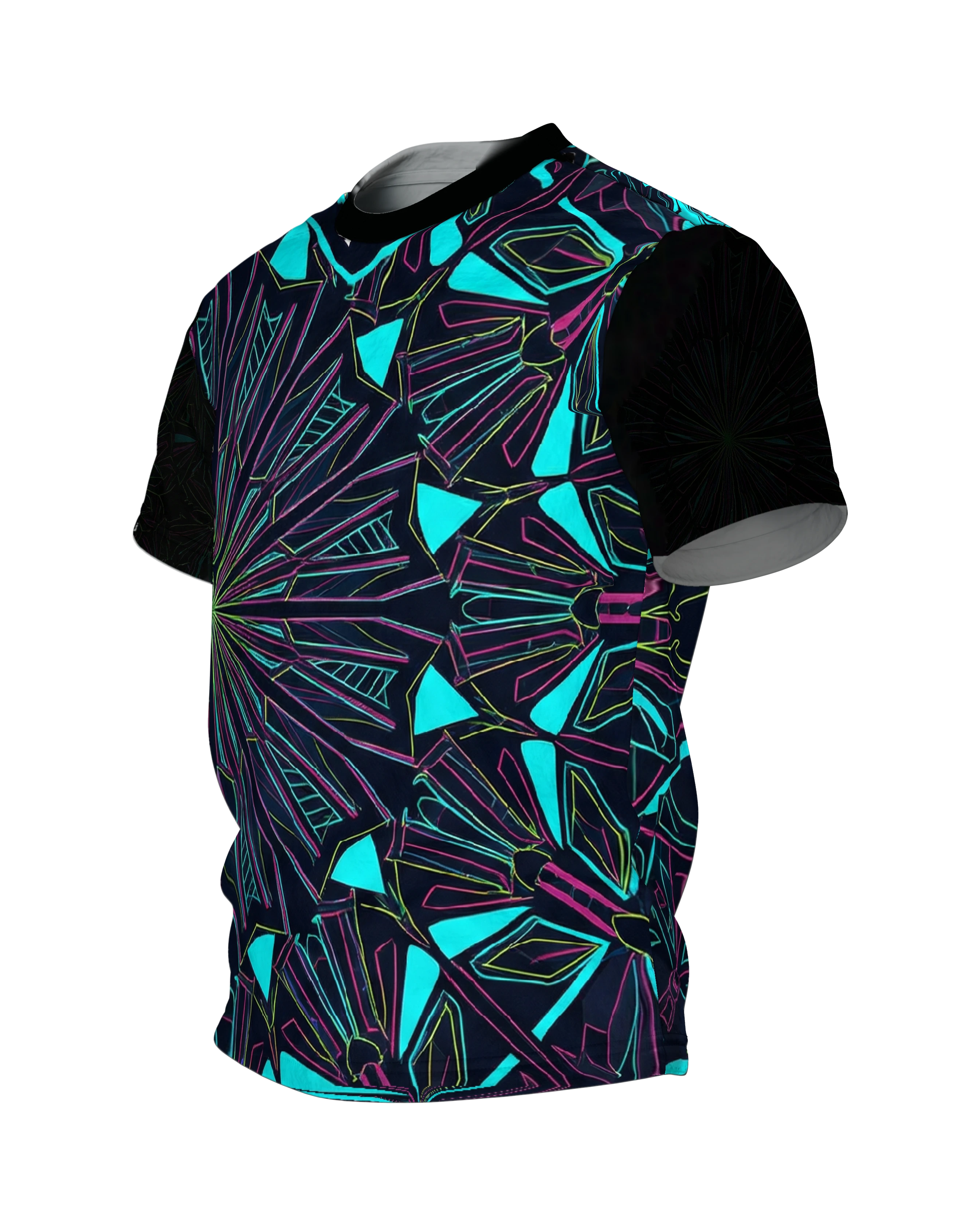 Neon Schmetterling T-Shirt: Geometrisches Design, Seitenansicht rechts