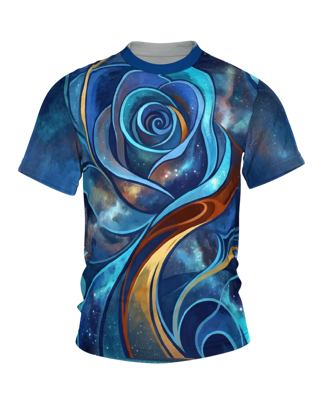 Kosmische Rose T-Shirt: Galaxie & Gold