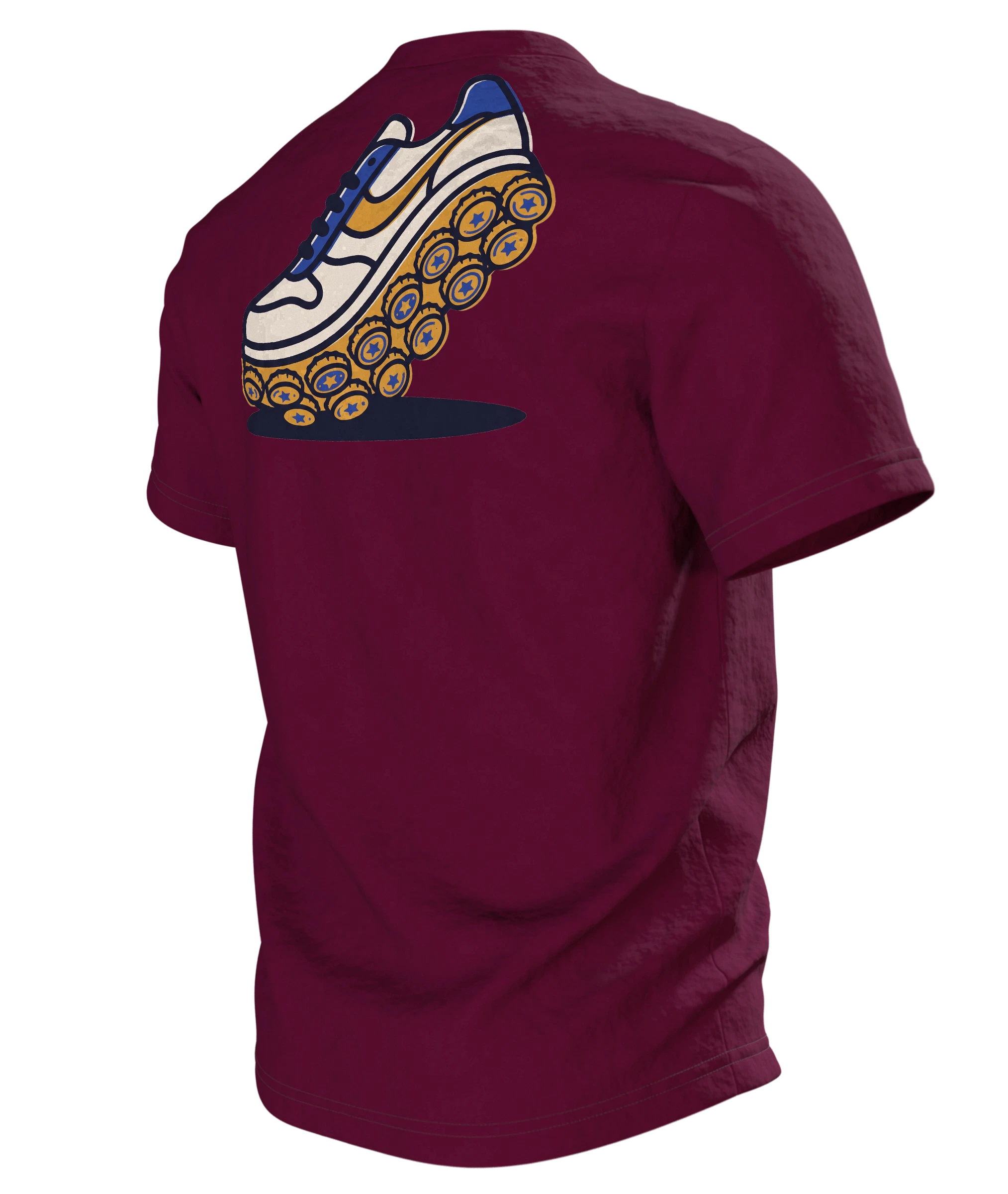 Bierkrug Hantel T-Shirt "Feierabend ist mein Kardio", Vereinswappen mit Kronkorken-Sohle, Rückseite schräg links