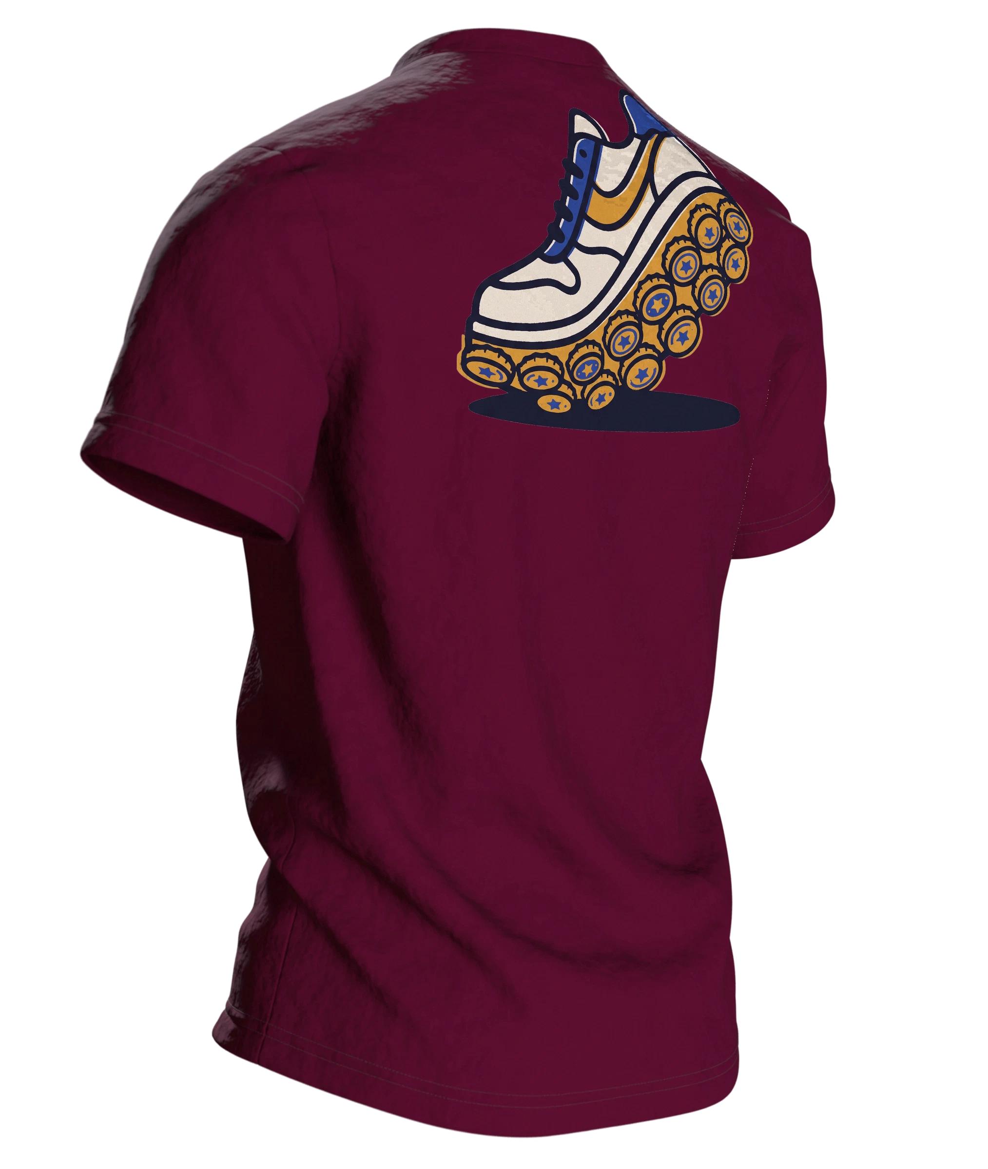 Bierkrug Hantel T-Shirt "Feierabend ist mein Kardio", Vereinswappen mit Kronkorken-Sohle, Rückseite schräg rechts