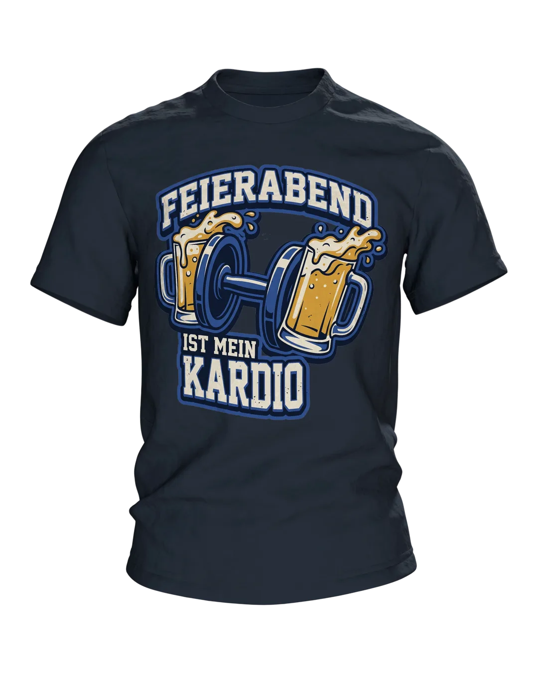 Bierkrug Hantel T-Shirt "Feierabend ist mein Kardio", Vereinswappen mit Kronkorken-Sohle