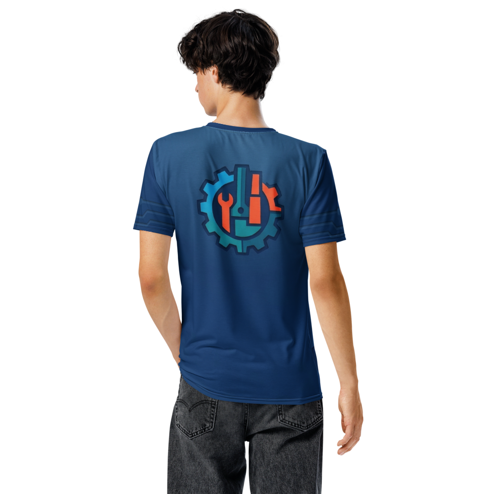 Astronaut Engineer T-Shirt — Cyan Orange Zahnrad Logo — Ansicht 6