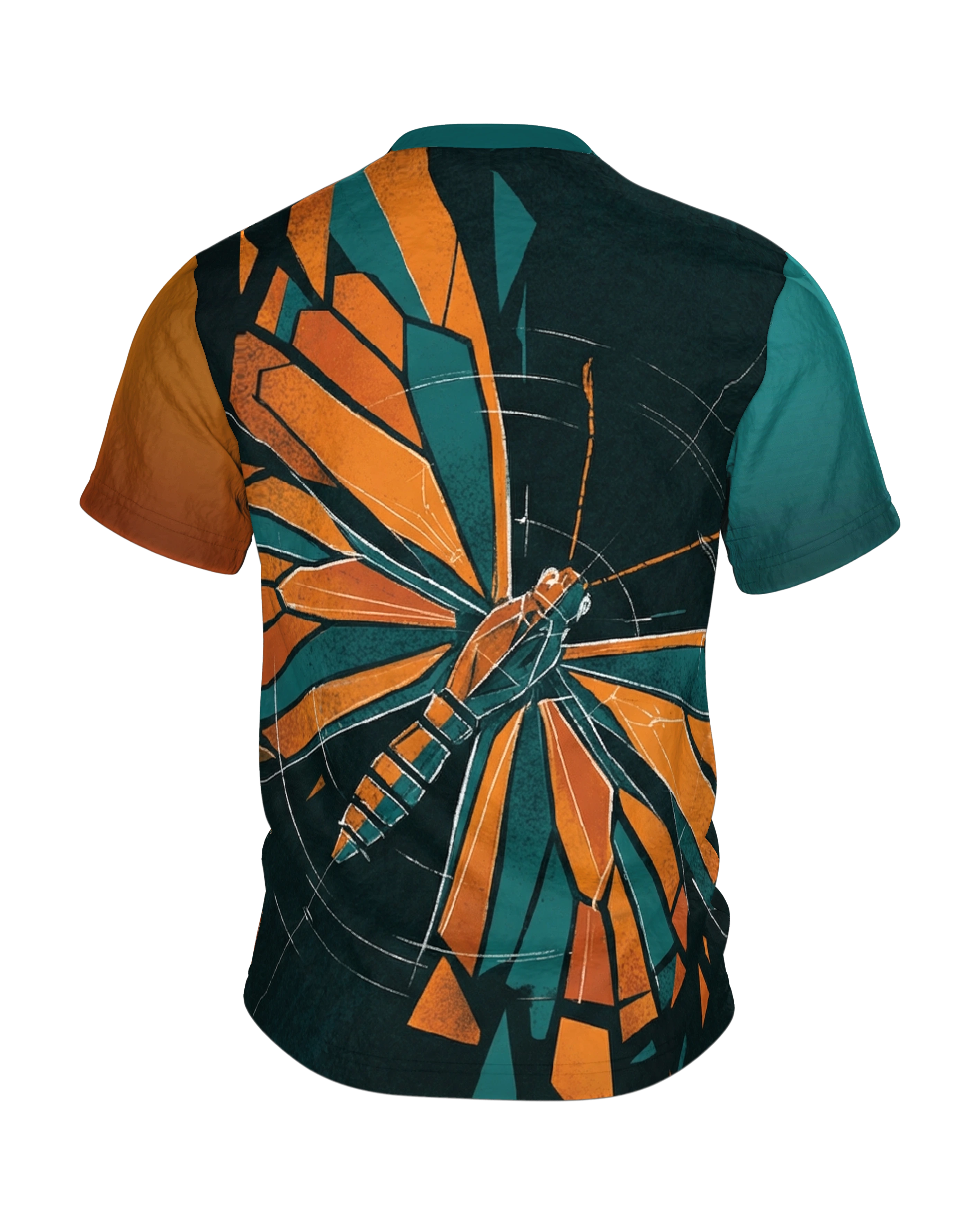 Schmetterling T-Shirt: Facetten-Falter mit Konstruktionslinien, Rückseite