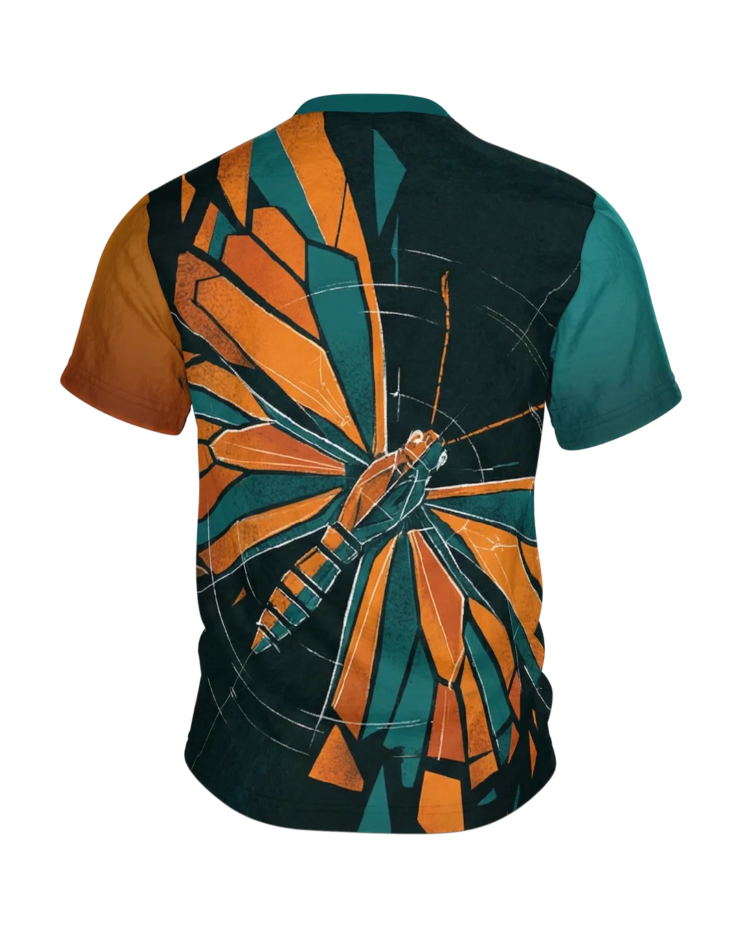 Schmetterling T-Shirt: Facetten-Falter mit Konstruktionslinien, Rückseite