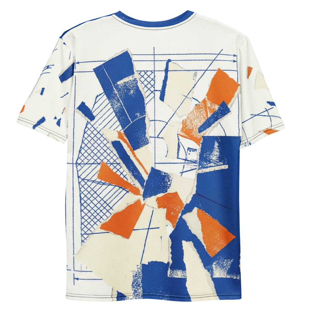 Kobalt-Collage Blaupausen Papierrisse — Architektur T-Shirt