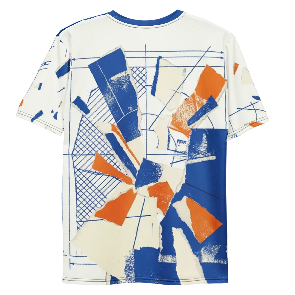 Kobalt-Collage T-Shirt — Blaupausen Papierrisse Architektur