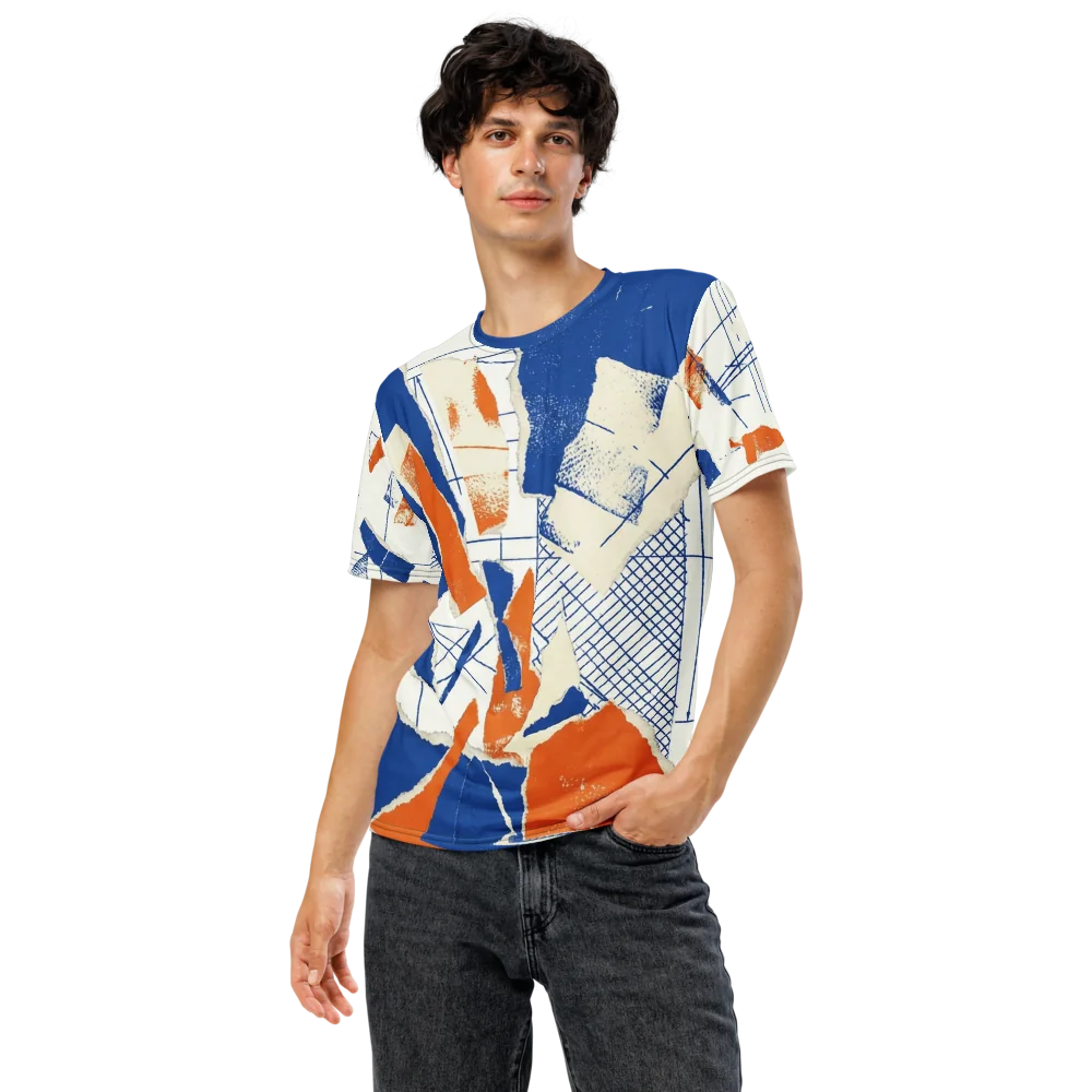 Kobalt-Collage T-Shirt — Blaupausen Papierrisse Architektur — Ansicht 5