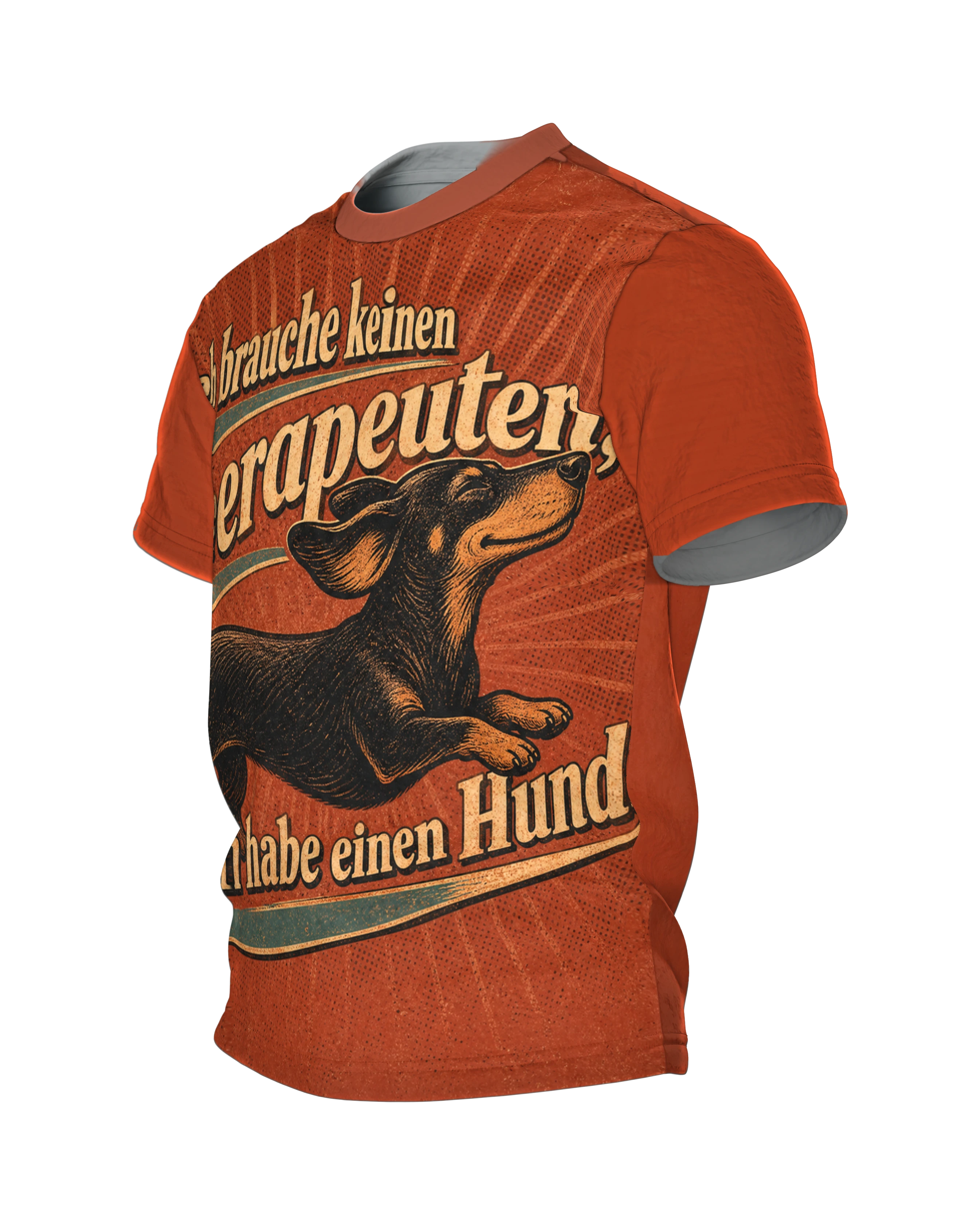 Hund Therapeut Spruch T-Shirt: Lustiges Retro Design, Seitenansicht rechts