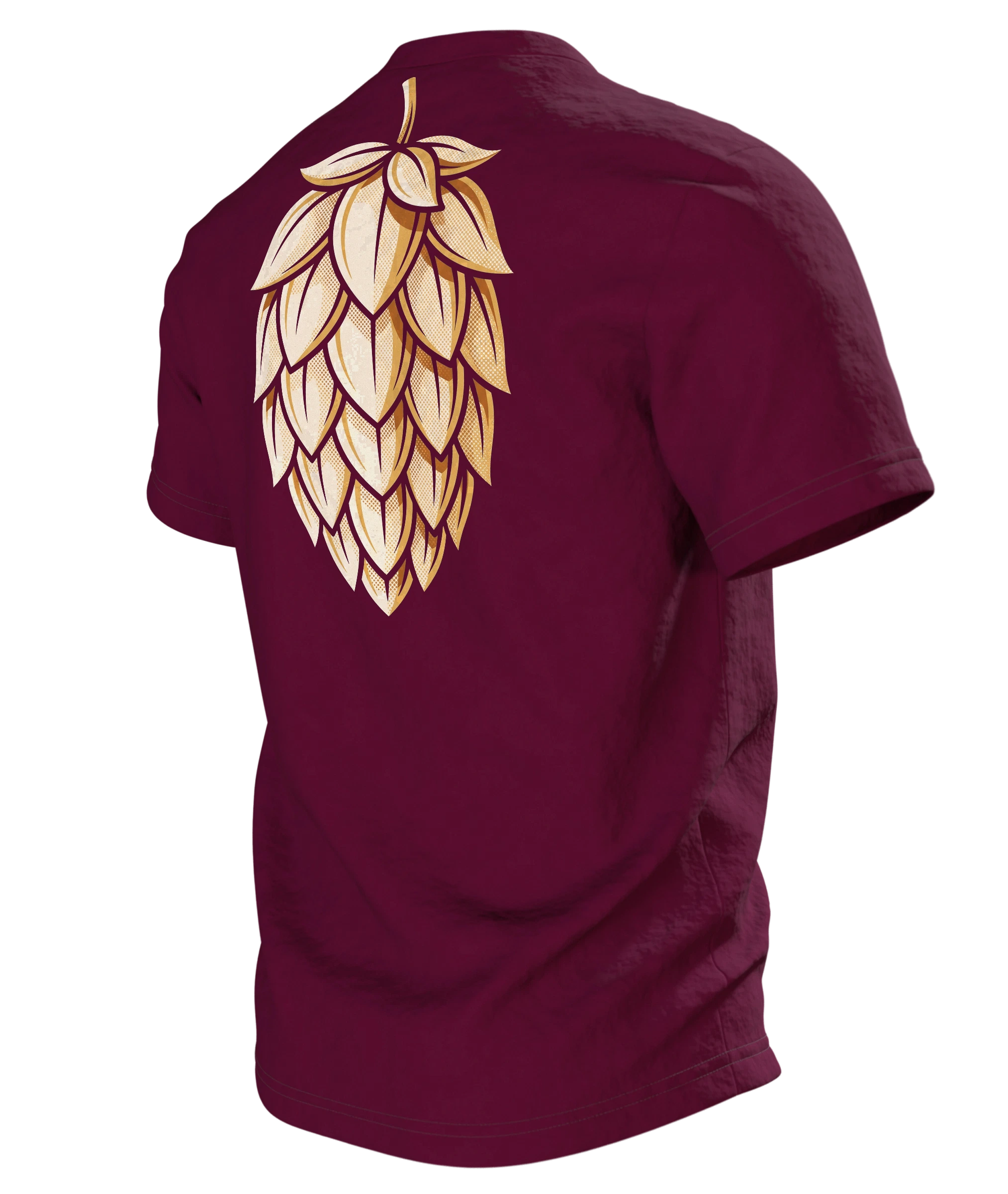 Braukessel T-Shirt "Bier ist vegan", Kupferkessel-Emblem im Retro-Stil, Rückseite schräg links