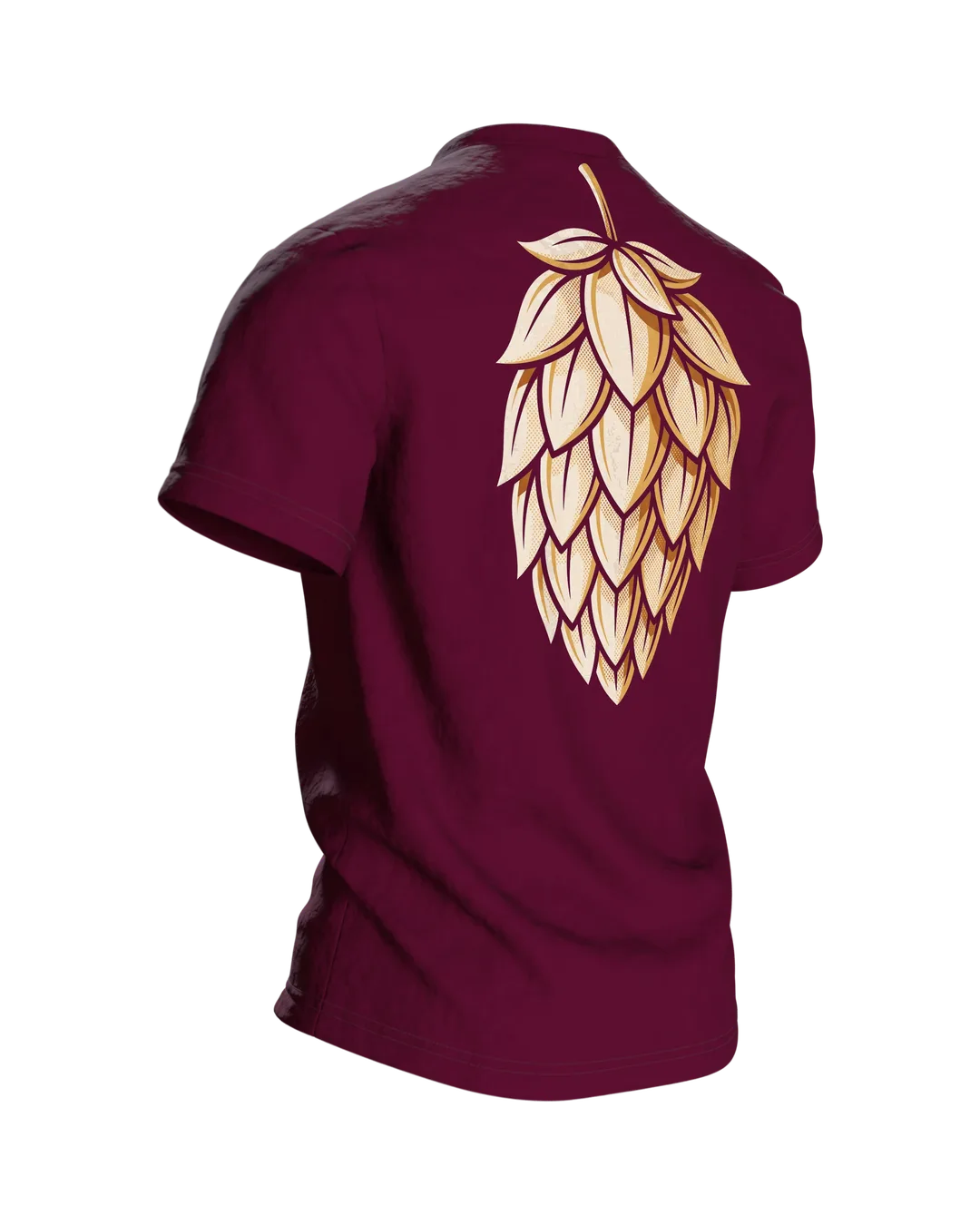 Braukessel T-Shirt "Bier ist vegan", Kupferkessel-Emblem im Retro-Stil, Rückseite schräg rechts