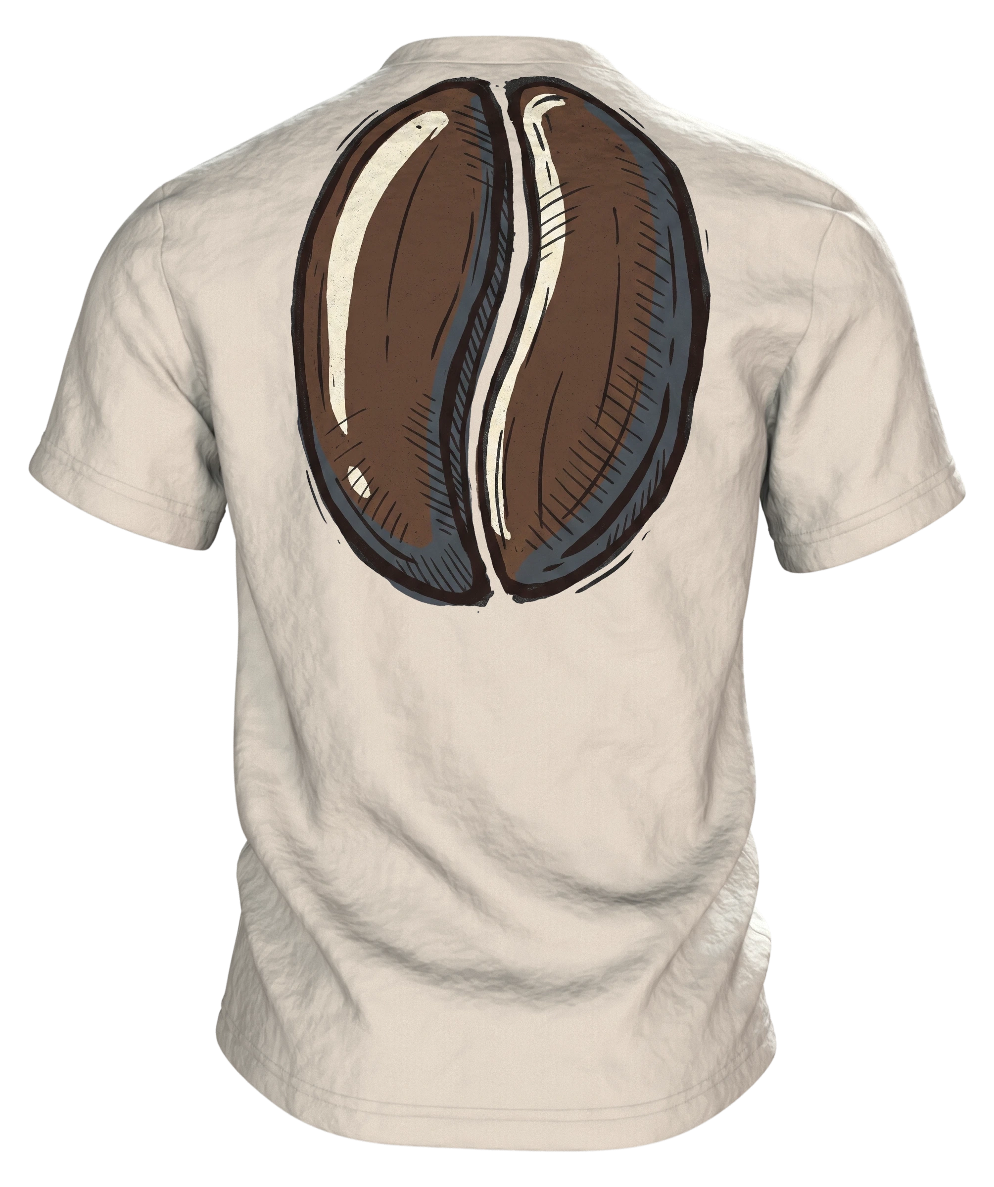 "Kaffee. Dann reden wir." T-Shirt, Kaffeetasse mit Dampf und Bohnen-Rücken, Rückseite