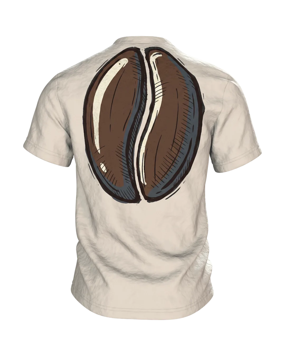 "Kaffee. Dann reden wir." T-Shirt, Kaffeetasse mit Dampf und Bohnen-Rücken, Rückseite