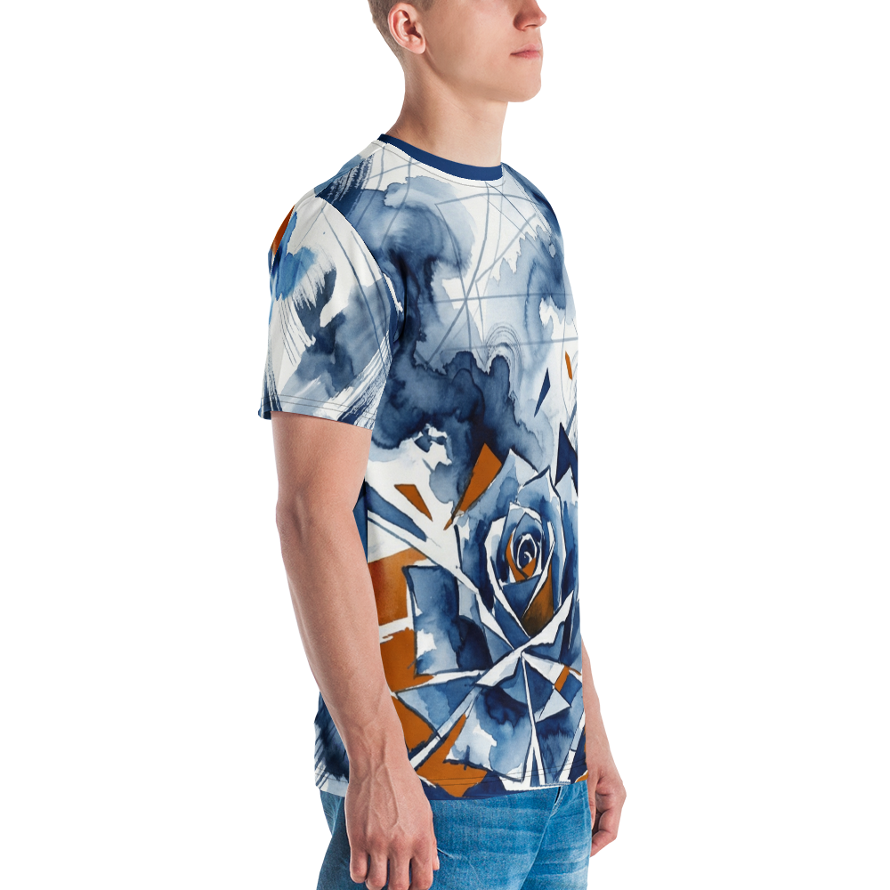 Polygon Rose Fragment Aquarell — Marine Kupfer T-Shirt