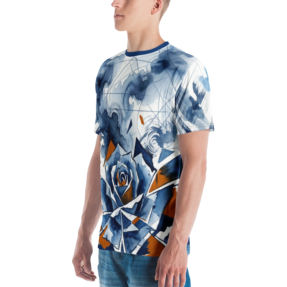 Polygon Rose Fragment Aquarell — Marine Kupfer T-Shirt