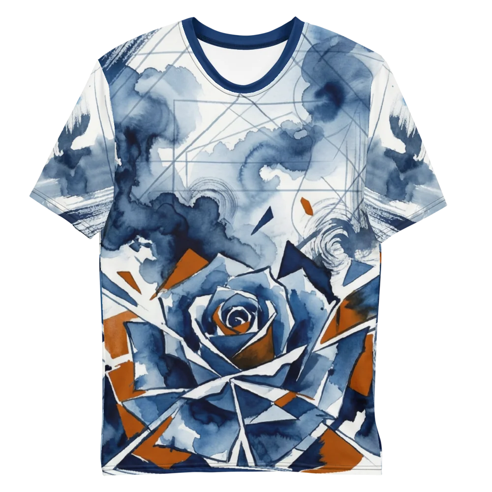 Polygon Rose T-Shirt — Fragment Aquarell Marine