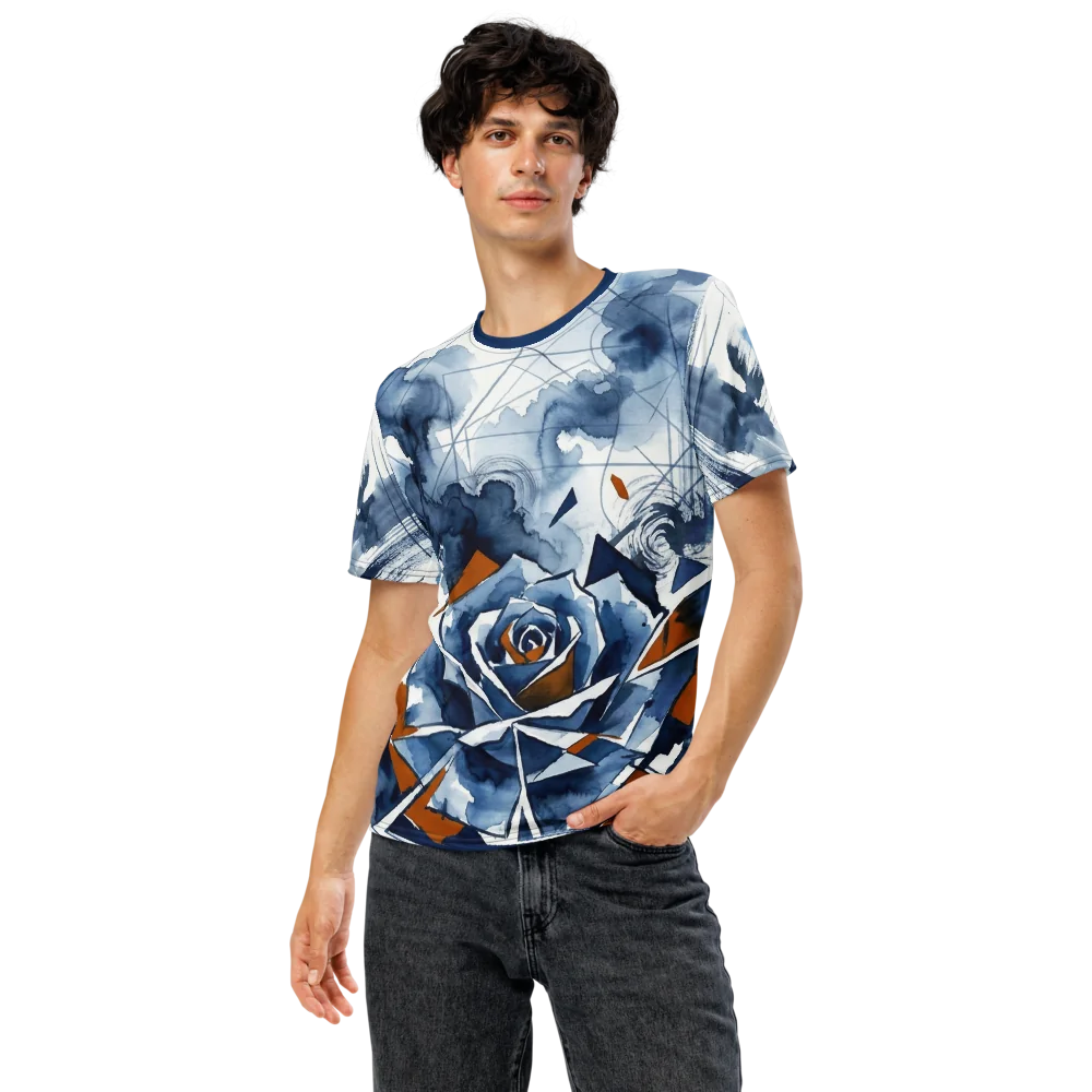 Polygon Rose T-Shirt — Fragment Aquarell Marine — Ansicht 5