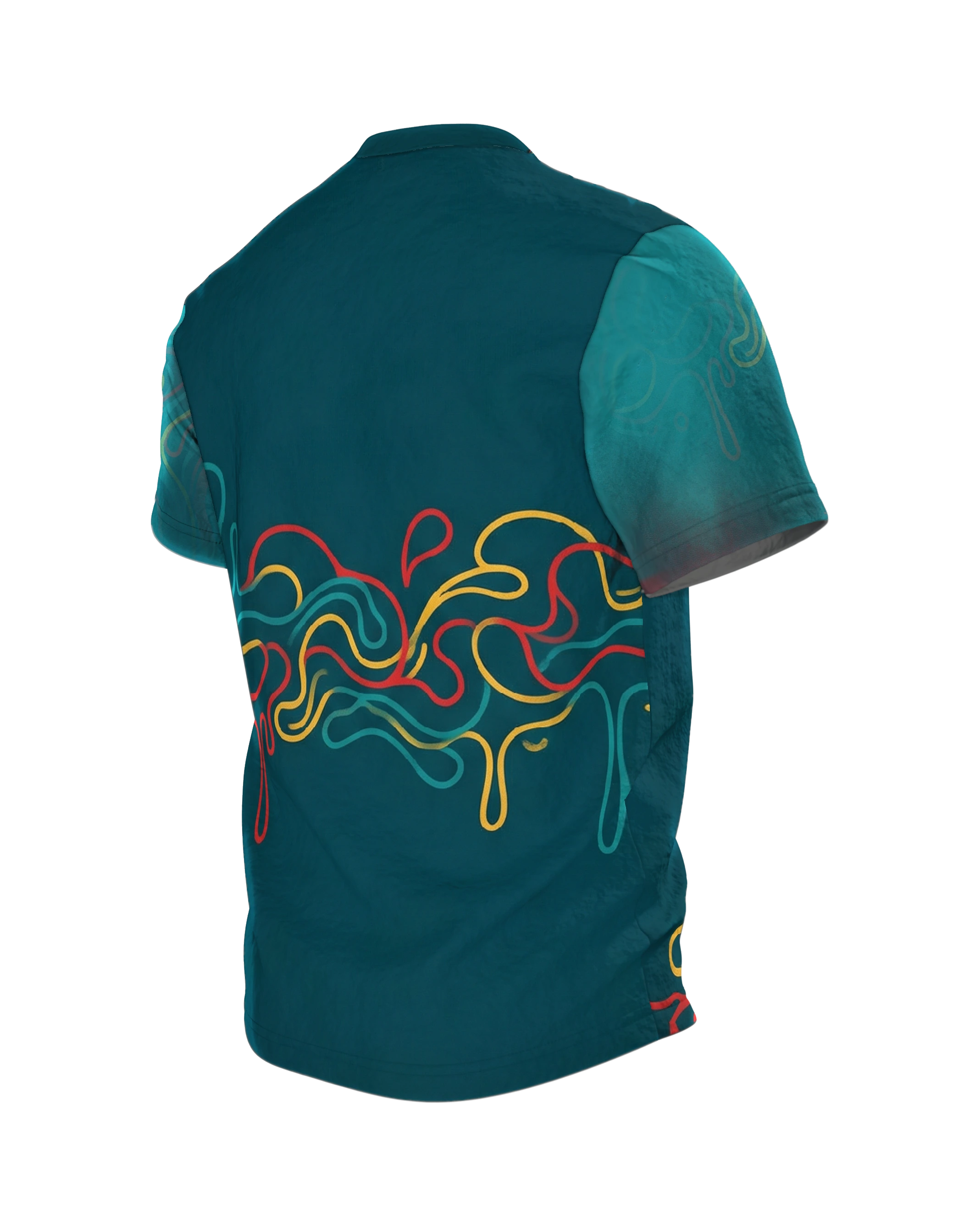 Liquid Graffiti T-Shirt: Abstrakte Sprühdose, Rückseite schräg links