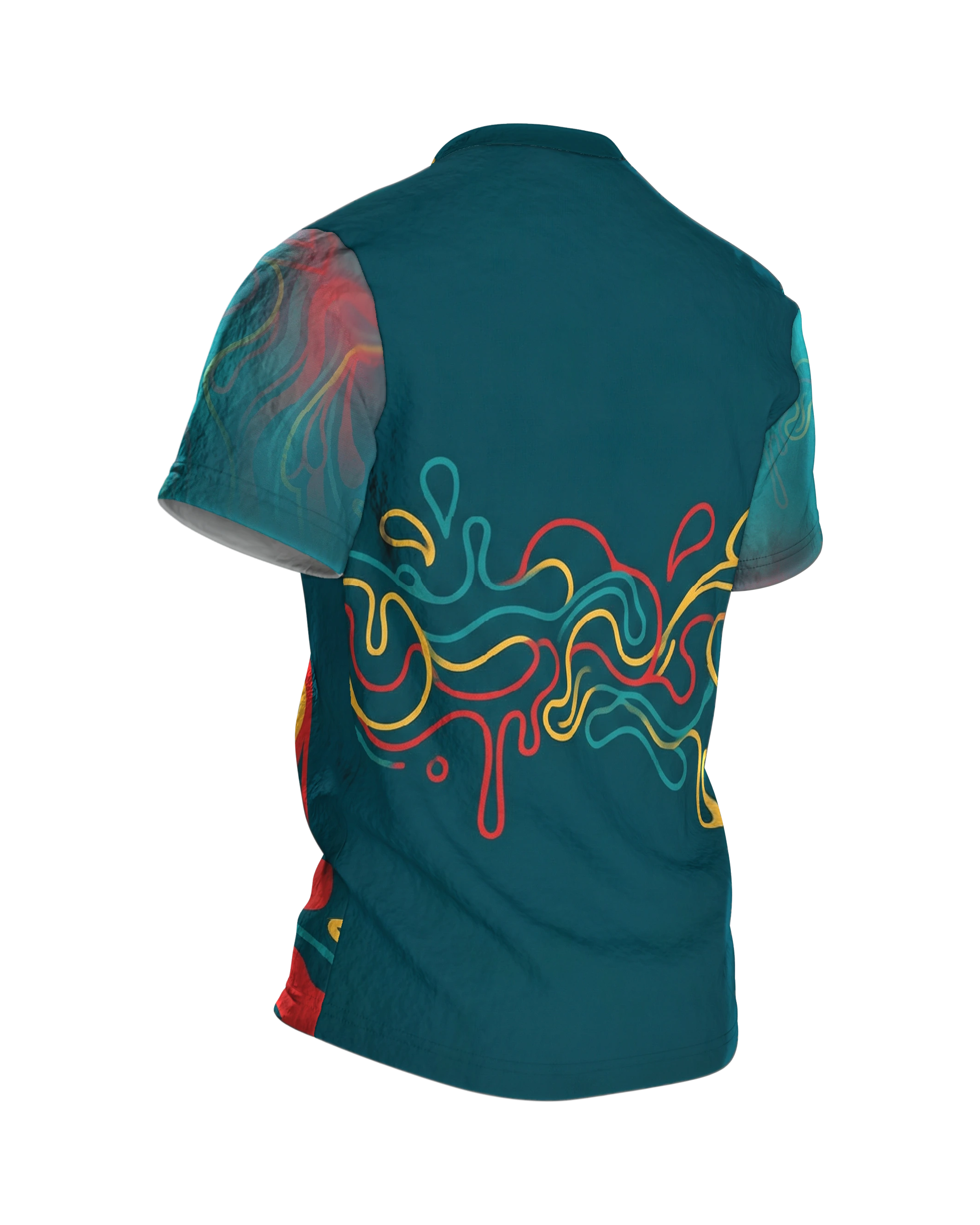 Liquid Graffiti T-Shirt: Abstrakte Sprühdose, Rückseite schräg rechts