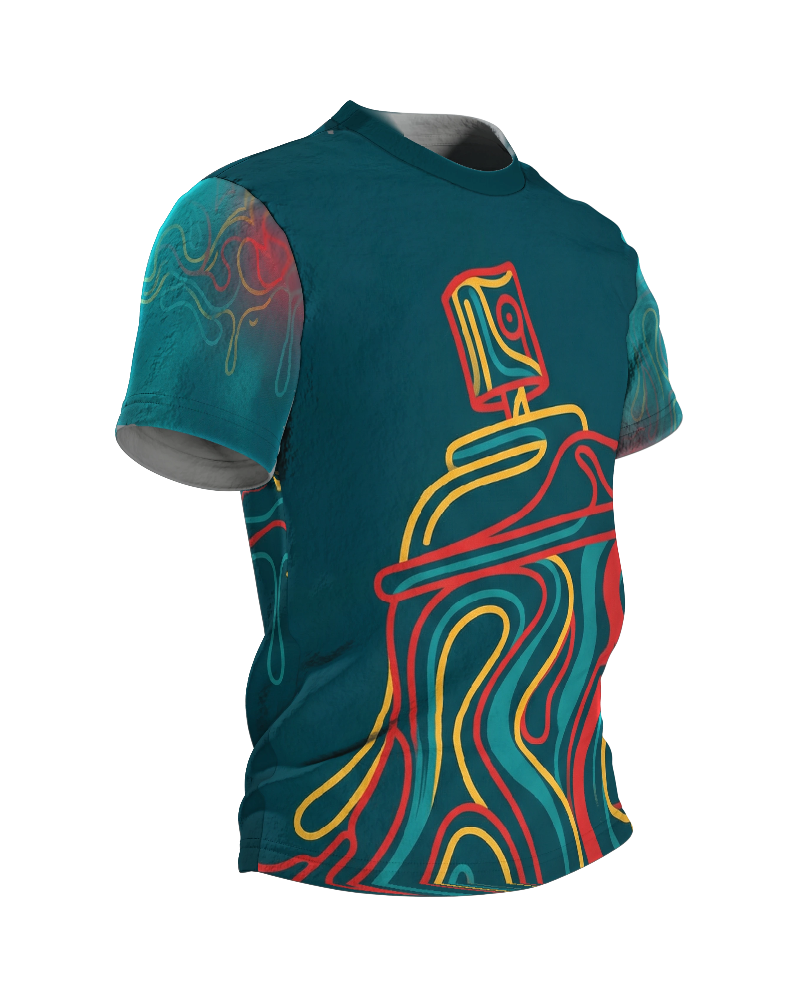 Liquid Graffiti T-Shirt: Abstrakte Sprühdose, Seitenansicht links