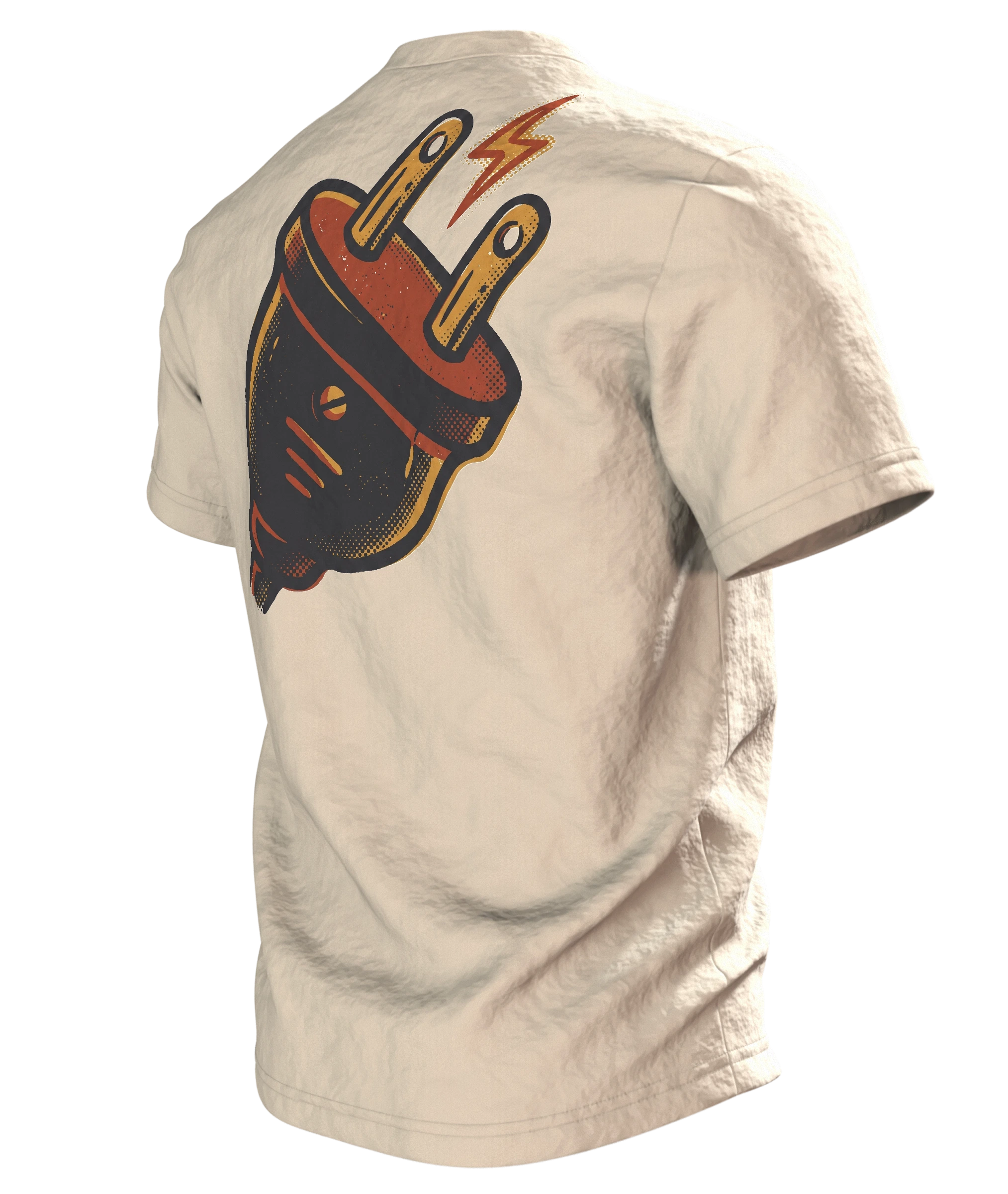 Faultier T-Shirt "Ich bin nicht faul, ich bin im Energiesparmodus", Retro-Badge, Rückseite schräg links