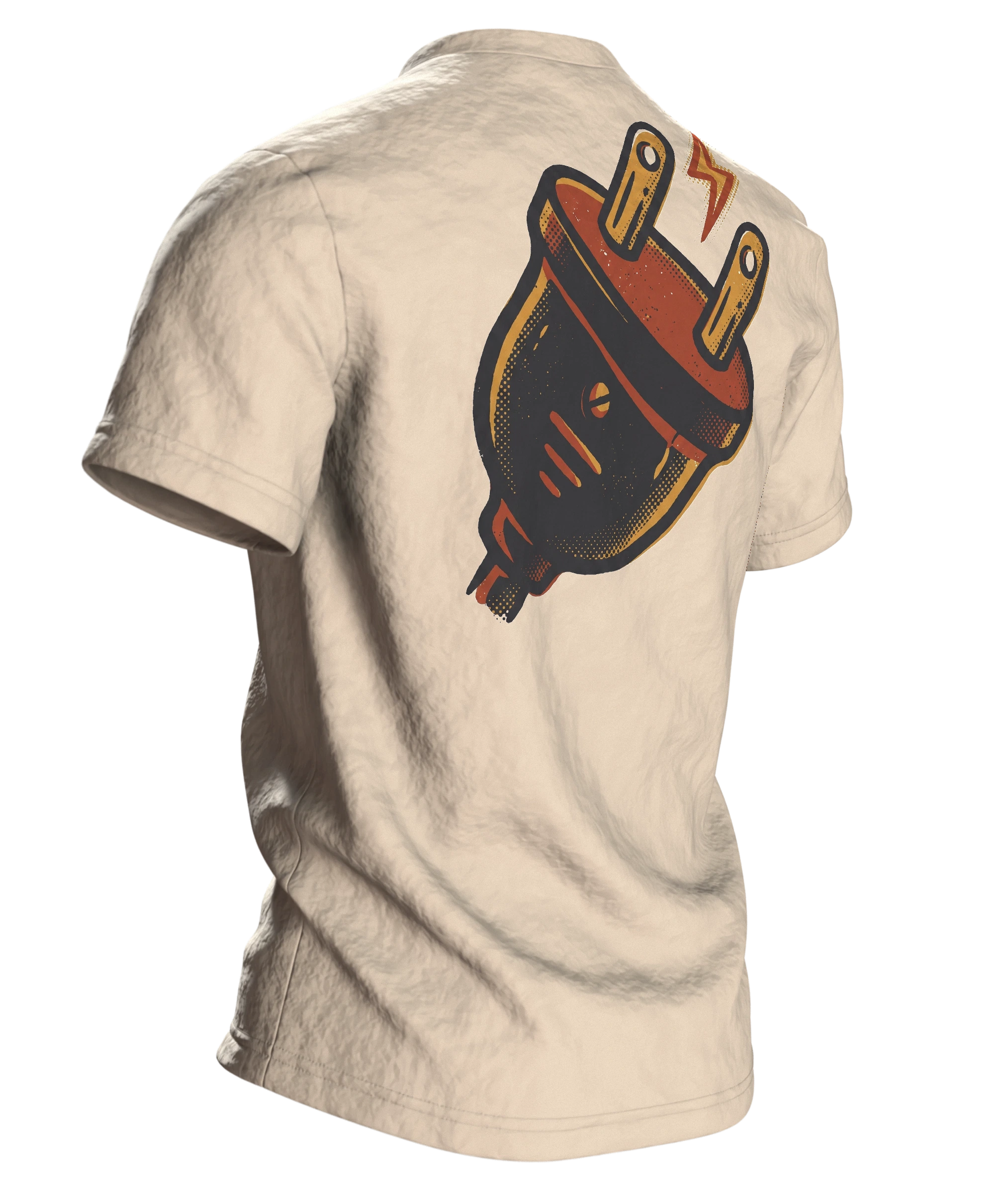 Faultier T-Shirt "Ich bin nicht faul, ich bin im Energiesparmodus", Retro-Badge, Rückseite schräg rechts
