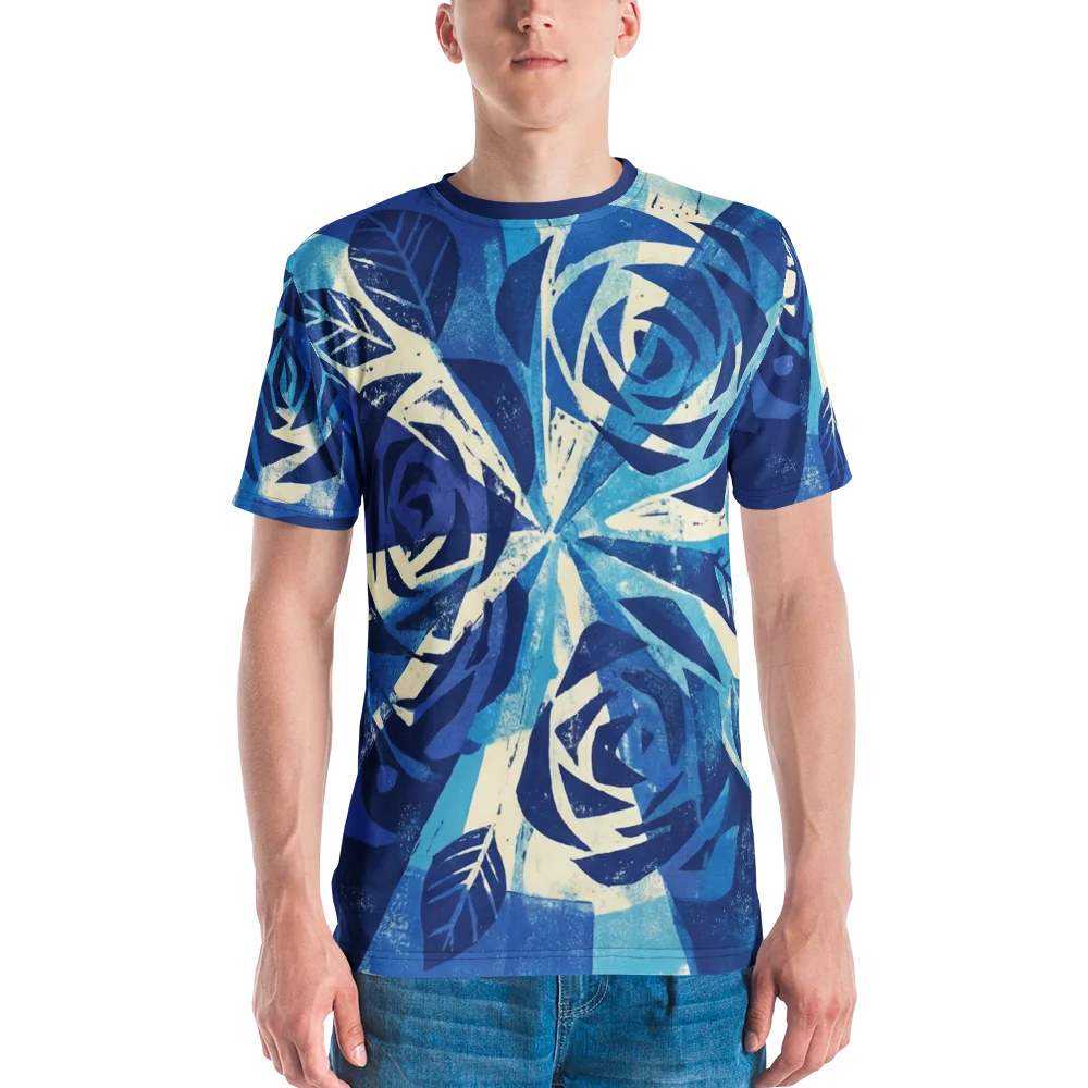 Radial Strahlen T-Shirt — Konstruktivismus Linocut Indigo