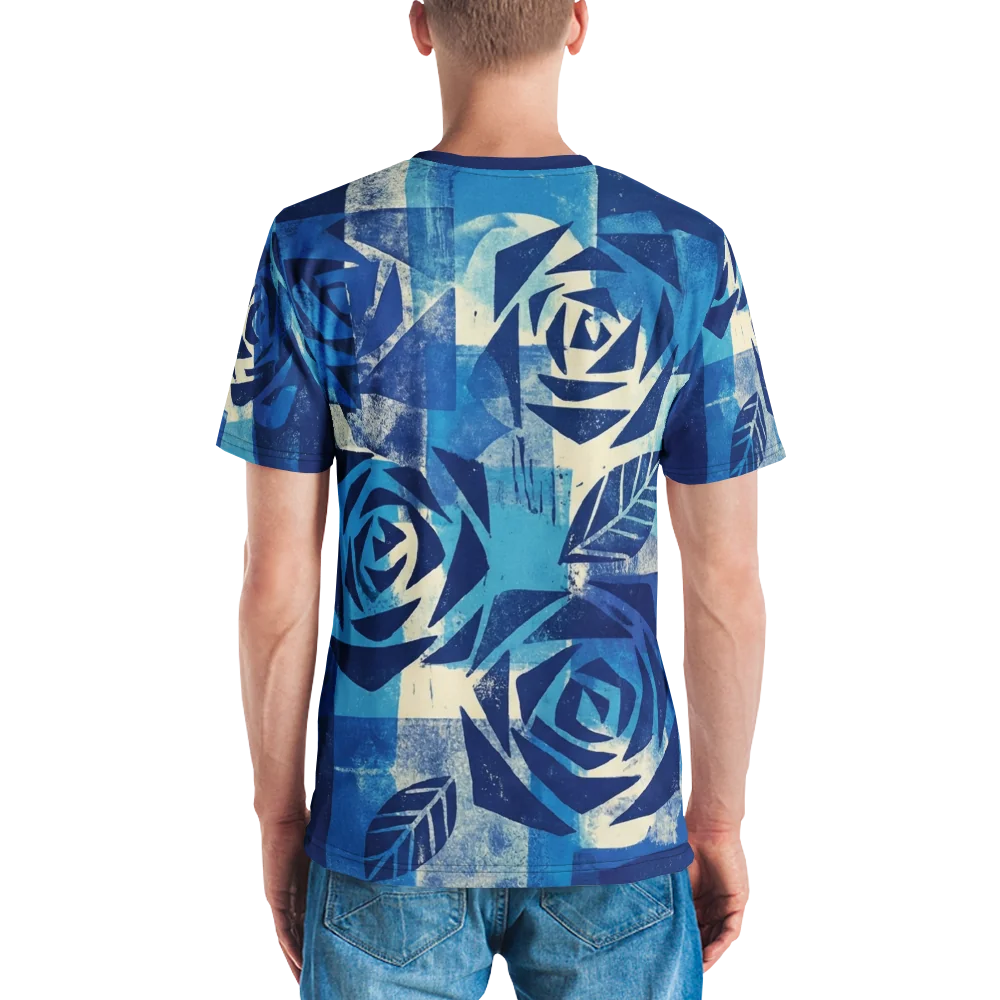Radial Strahlen T-Shirt — Konstruktivismus Linocut Indigo — Ansicht 7