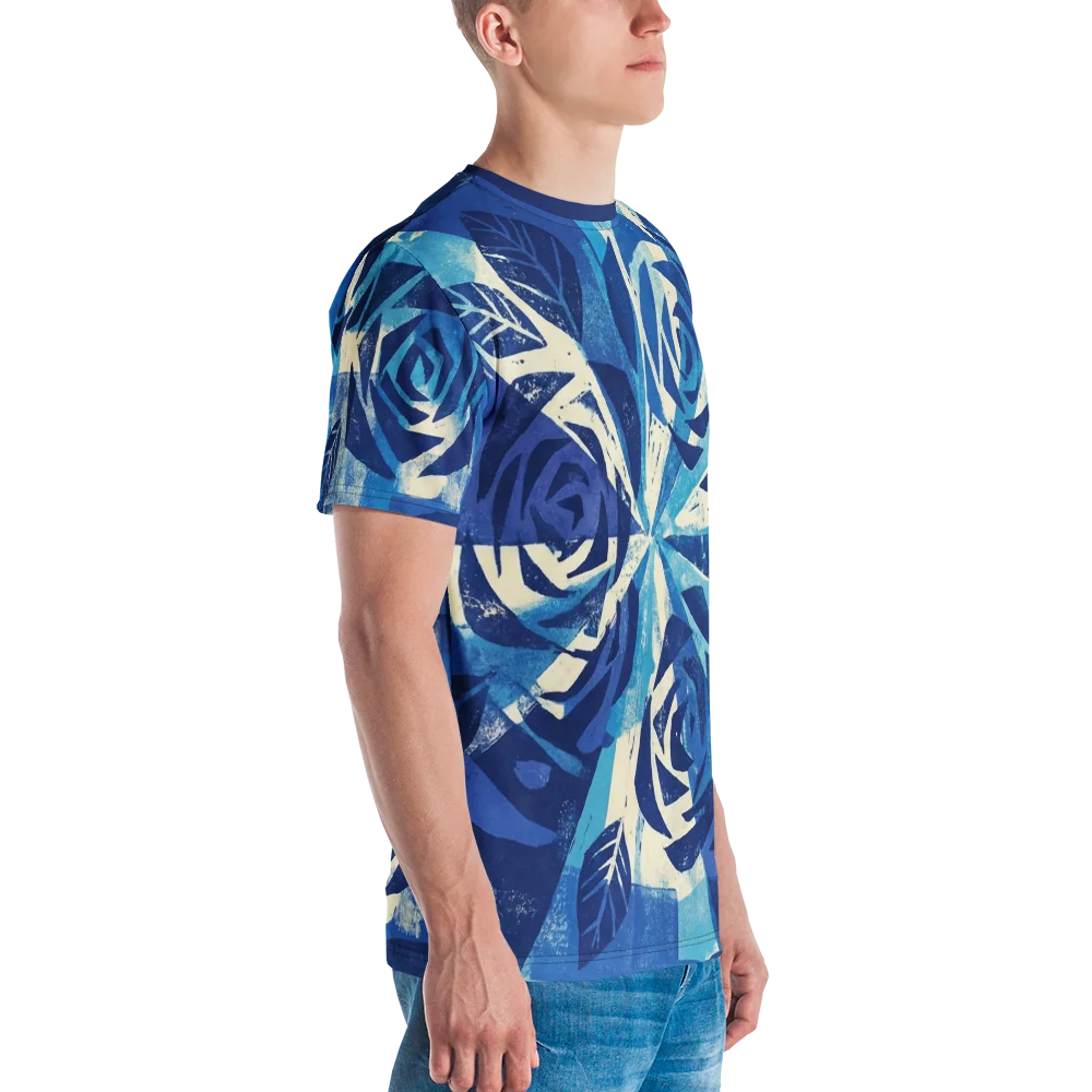Radial Strahlen T-Shirt — Konstruktivismus Linocut Indigo — Ansicht 6